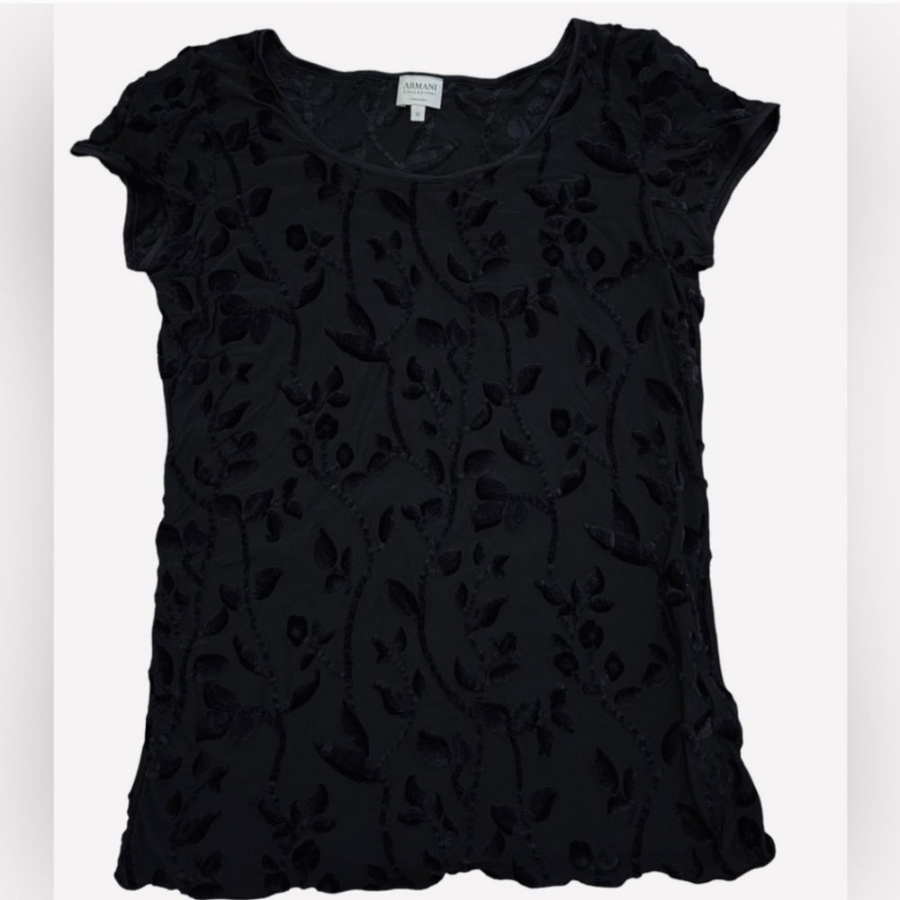 Armani Collezioni Velvet Burnout Top. Size 6